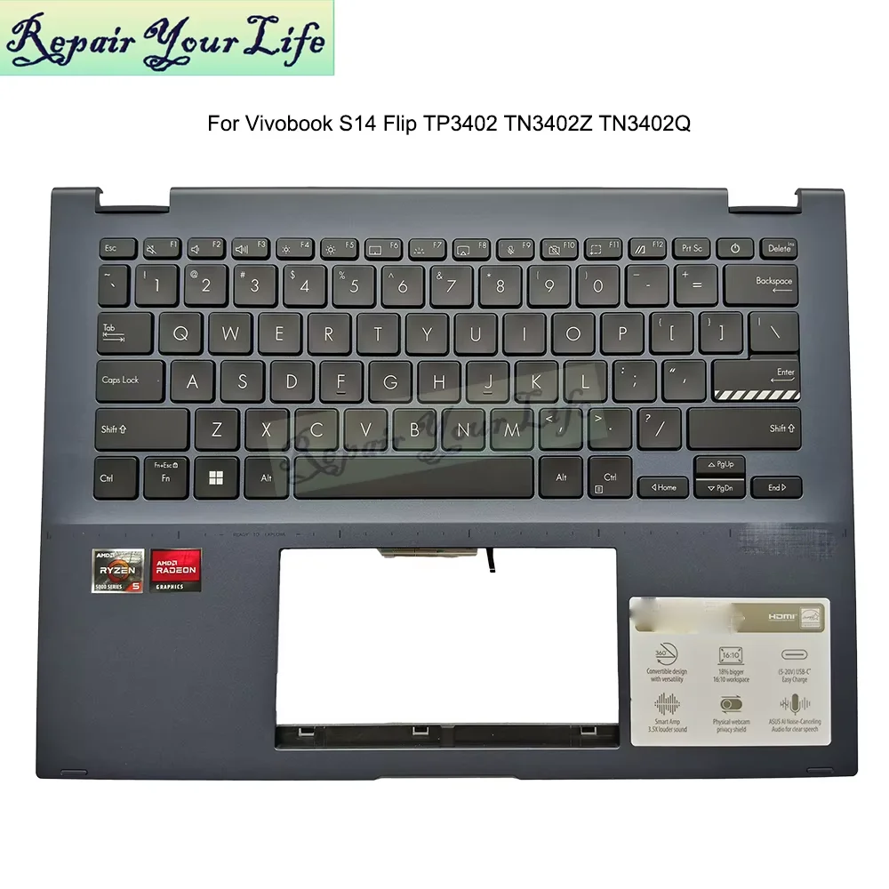 US Arabic Palmrest Backlit Keyboard for Asus VivoBook S14 Flip TP3402 TN3402 TN3402Z TN3402Q TN3402QA Keyboard Assembly Touchpad