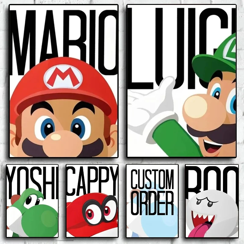 

Аниме Классический фильм Искусство Марио Печать плакатов Игровая комната Холст Картины Гостиная Детская спальня Домашний декор Куадрос Настенная картина