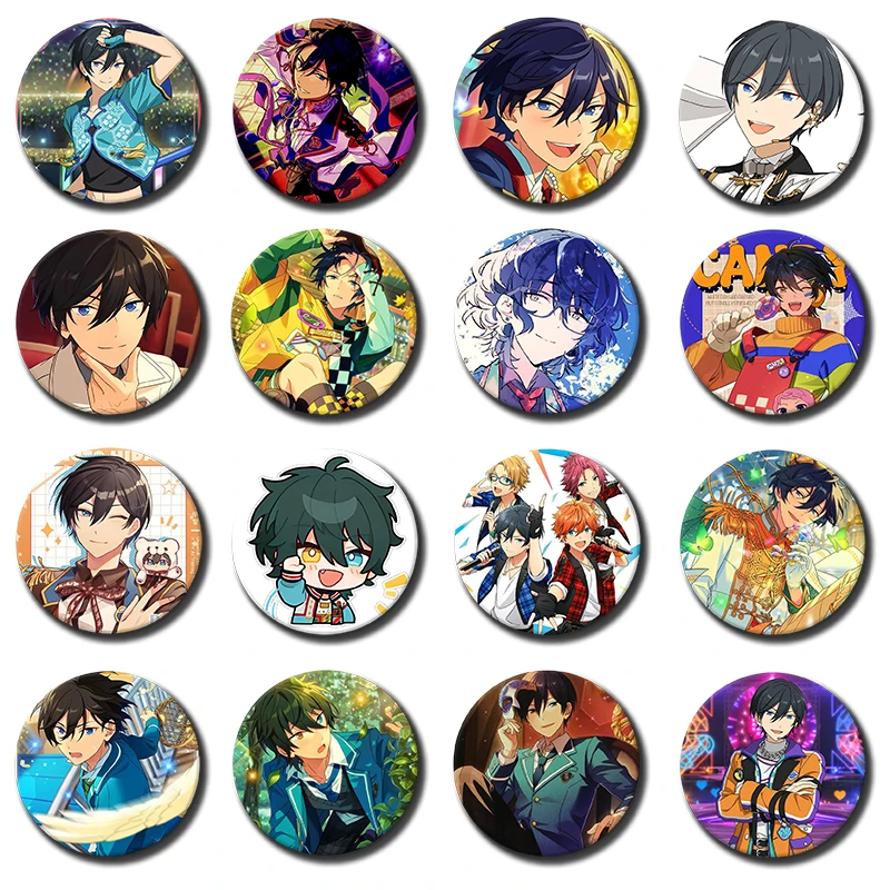 58mm 1PC Anime Idol Game Badge Ensemble Stars Brooches Hokuto Collectible Round Pins for Daily Backpack Accessory Casual Gifts