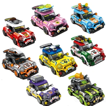 Speed ​​champion scale building block city vehicle Mini Coopers rally sports car model WRC racing figure bricks toys for kid gift Bk8