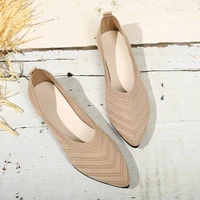 Women's Pointed Toe Flat Shoes Solid Color Knitted Slip on Shoes Casual Breathable Ballet Flats Women Flat Shoes Loafers Women W - Image 5