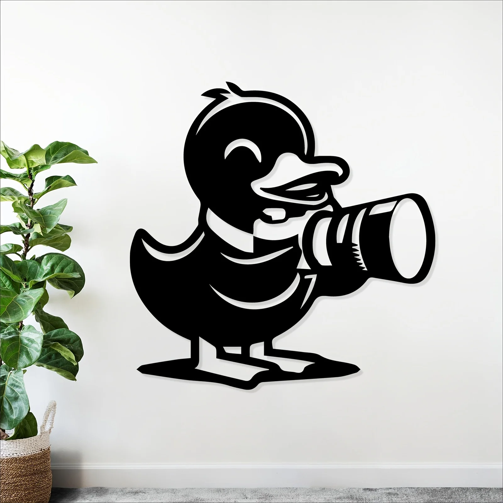 Duck & Telescope Iron Wall Art, Rust‑Resistant, Kids Bedroom Garden Fence Decor