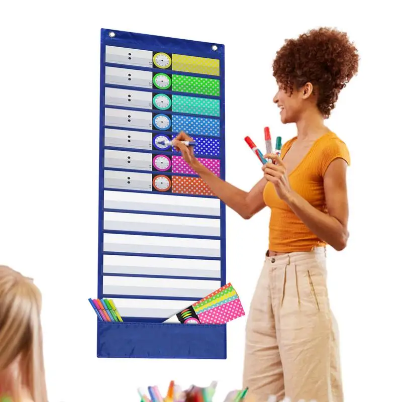 Schedule Pocket Chart Kid Visual Schedule Daily Routine Card Learning Behavioral Tool Subject Scheduling Planner With Dry Erase