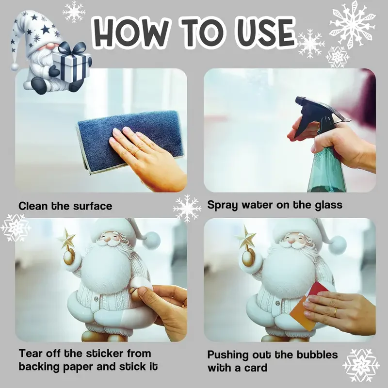 1 قطعة وشاح عيد الميلاد ندفة الثلج الرنة زجاج النافذة الشارات ثابت تتشبث ملصق مقاوم للماء لغرفة النوم غرفة المعيشة ديكور المنزل