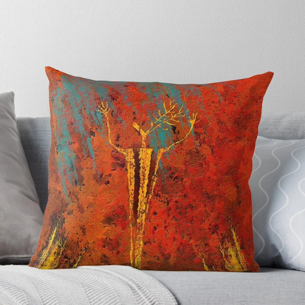 Deer Fire Throw Pillow Pillows Aesthetic Cushions