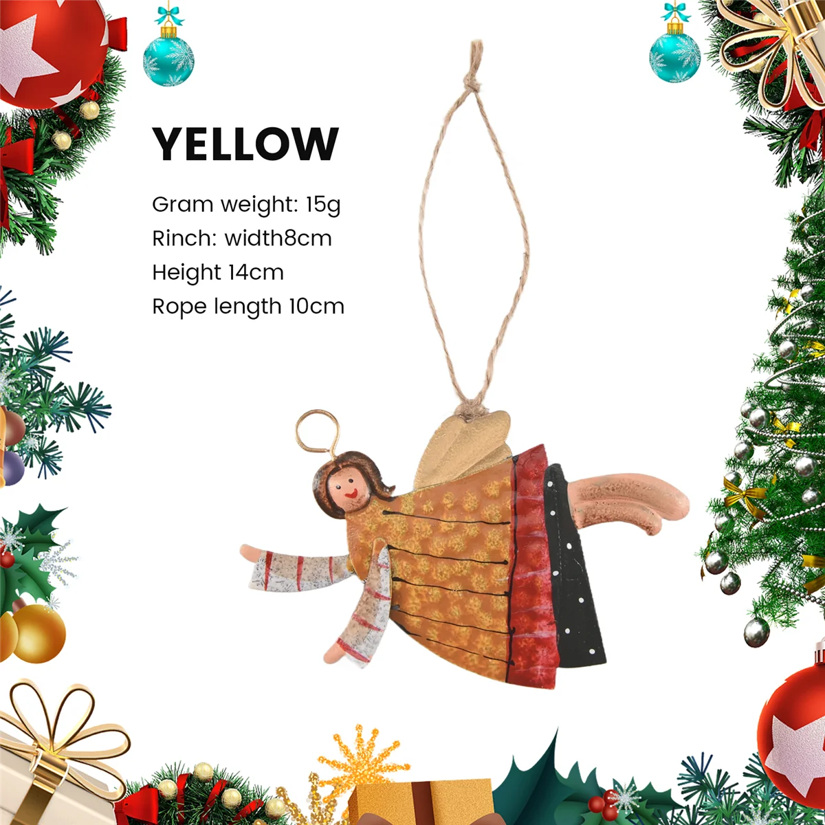 4 pçs natal metal dança anjo pingentes árvore de natal pendurado ornamentos árvore de natal boneca decorações para festa em casa