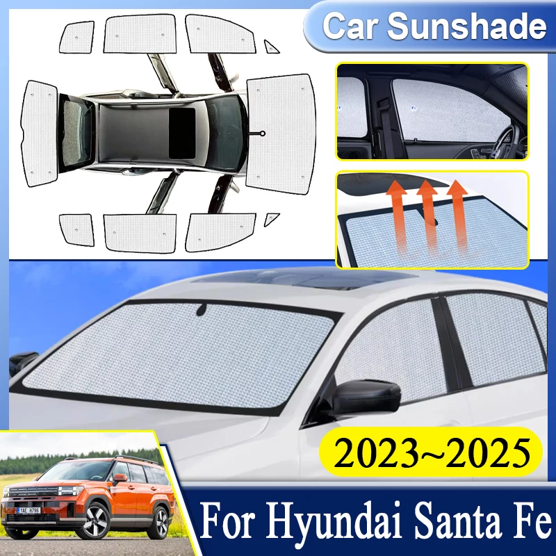 

Car Full Anti-UV Sun Shade Visors For Hyundai Santa Fe 2025 Accessories MX5 2023 2024 Parasol Window Windshield Sunshades Cover