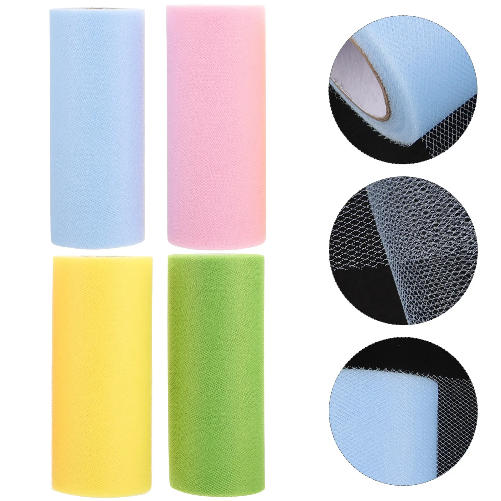 

4 рулона сетчатой ленты, тюлевая ткань для свадебной подарочной упаковки, украшения для вечеринки, сделай сам, сетчатая подарочная тюль, сетчатая ткань