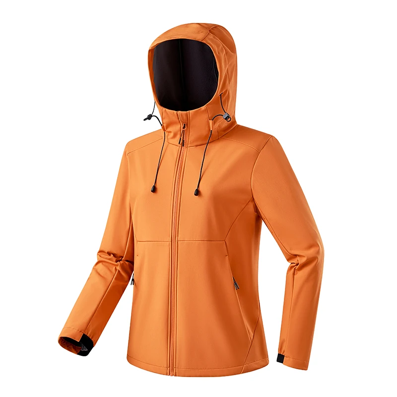2026 Neue Damen-Softshell-Jacke Winddicht Wasserdicht Fleece-Gefüttert Kapuze mit Kordelzug Vollreißverschluss-Jacke für Outdoor-Wanderungen Camping Reisen