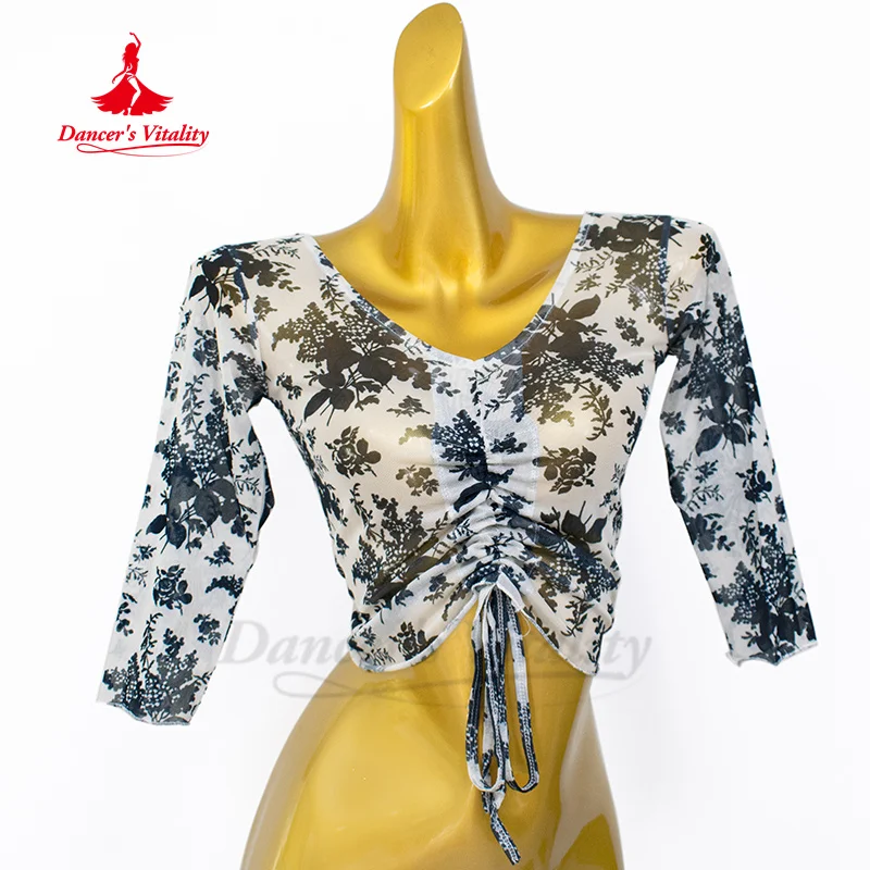 Одежда для занятий танцем живота для женщин, удобный дышащий сетчатый топ для практики, тренировочные топы для восточных танцев