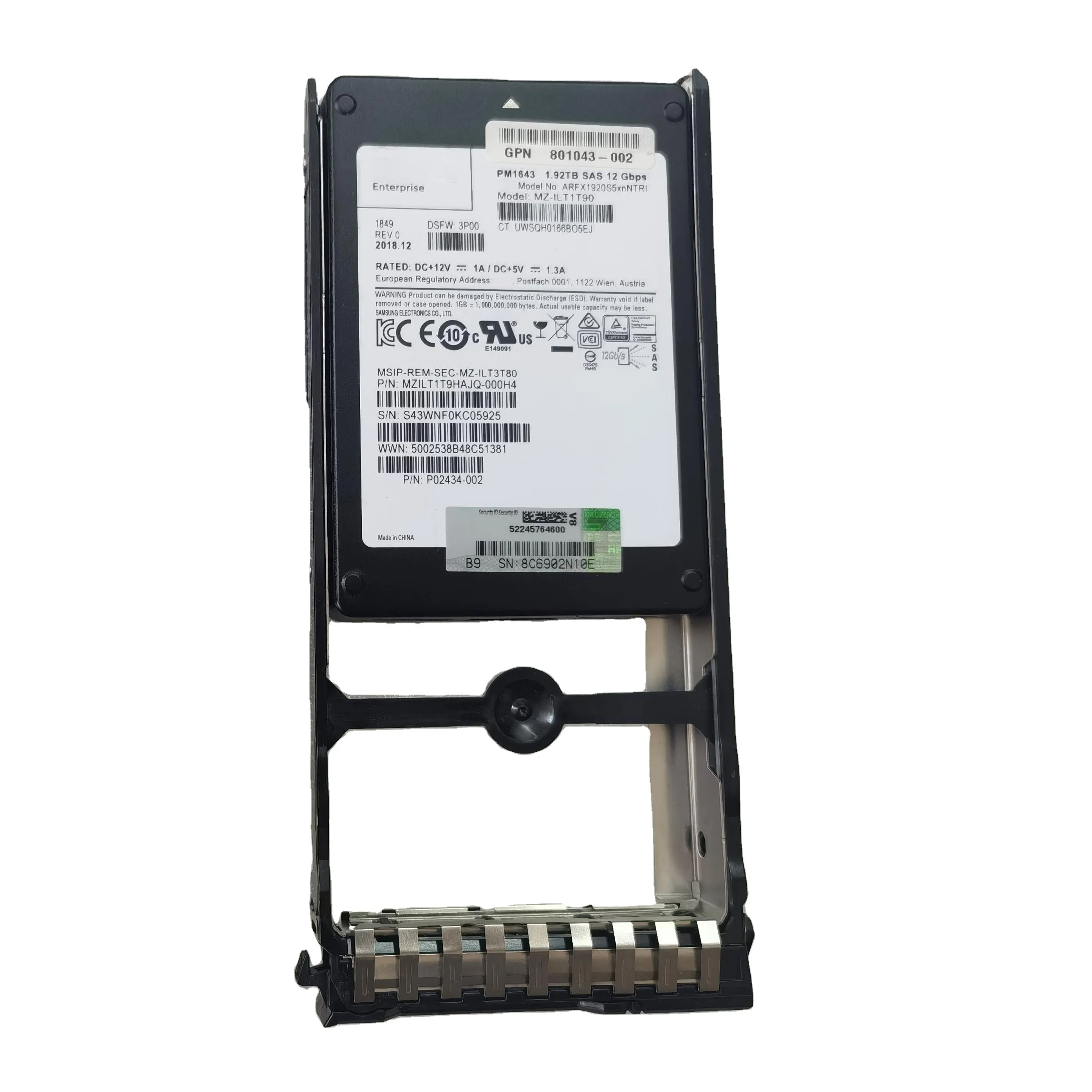 الشركة المصنعة بالجملة 801043-002 1.92Tb Sff محرك الحالة الصلبة (Ssd) لـ 3Par 20000