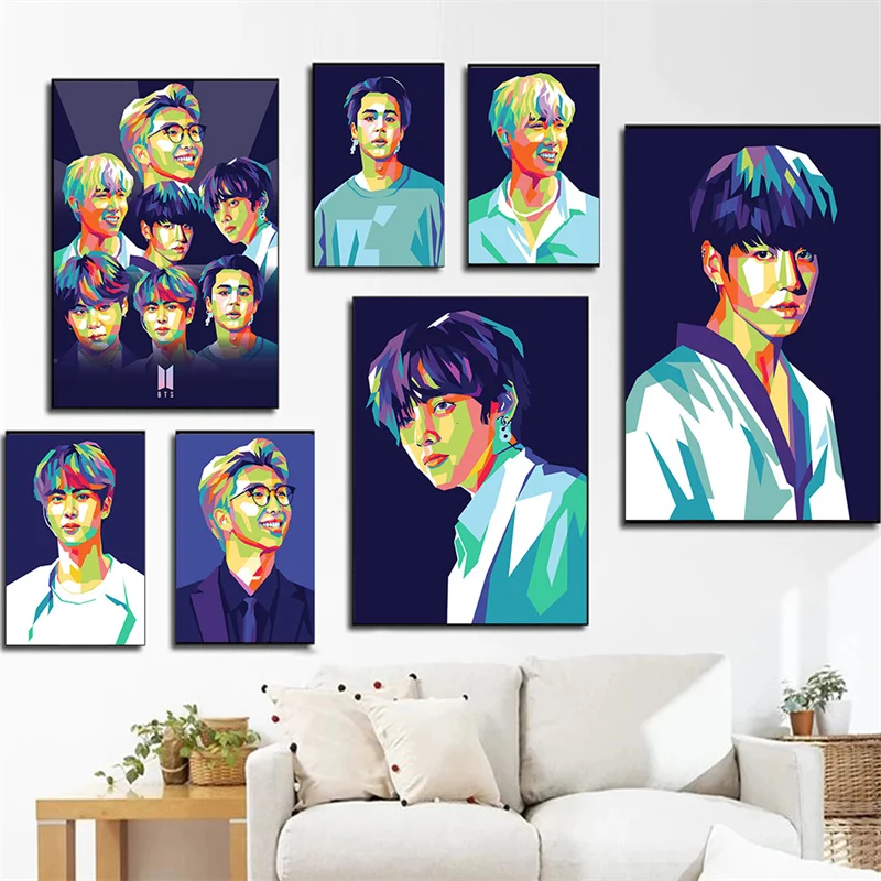 Cartoon Movie Kpop Korean Singer Band Love Oil Painting on Canvas Aesthetic Home Decor Paint By The Numbers Bedroom Decoration