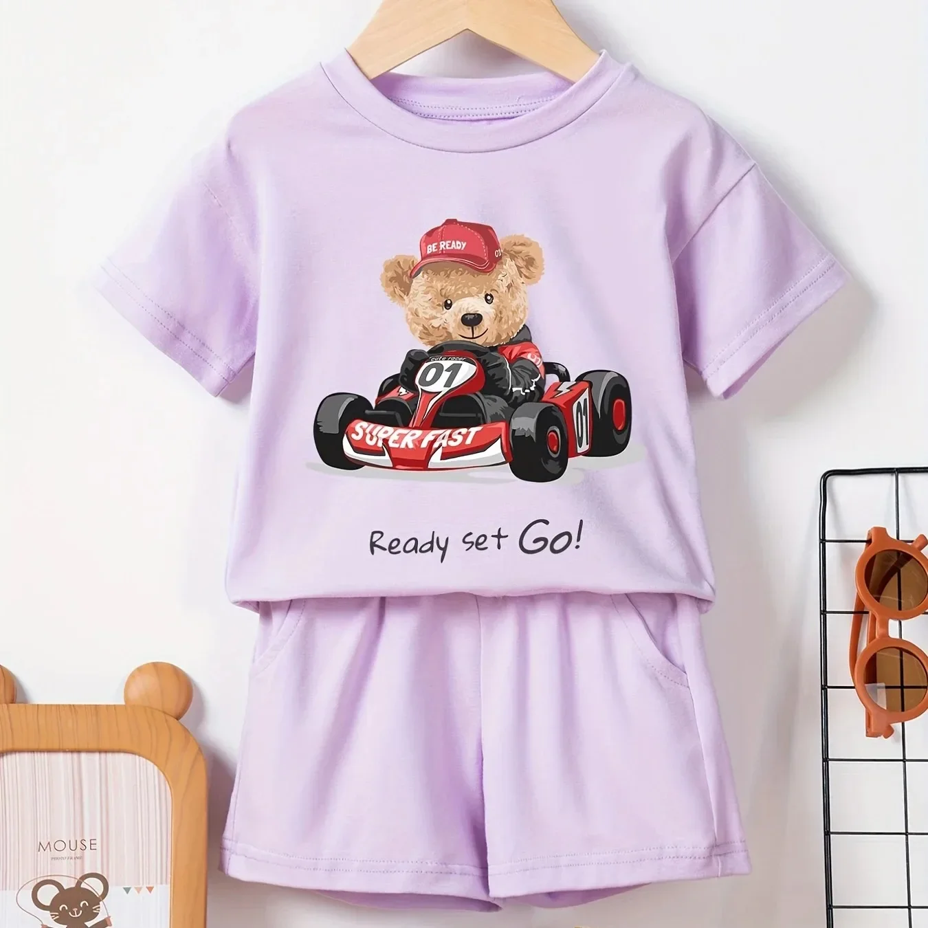 Children's Summer Cartoon Print Suit Boys and Girls Casual Sportswear T-shirt and Shorts Two-piece Suit Kids Clothes