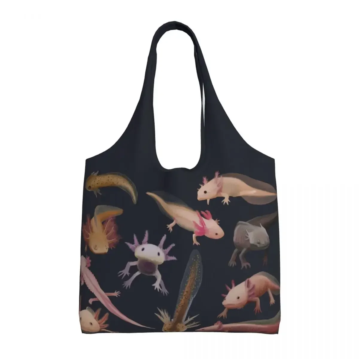 

Cut Axolotl Grocery Tote Shopping Bags Women Funny Salamander Animal Canvas Shopper Shoulder Bag Large Capacity Bags Handbags