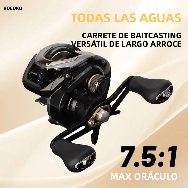 Carrete de Pesca DEUKIO Ultraligero de 195g, Relación de Engranajes 7.5:1, para Agua Salada, 4+1BB, Potencia de Arrastre de 7KG