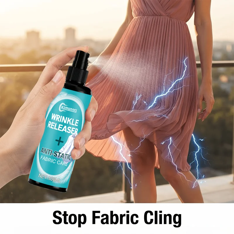 Wrinkle Releaser Anti Static Fabric Spray 100ml, Clothes Wrinkle Remover & Anti-static Garment Care Spray