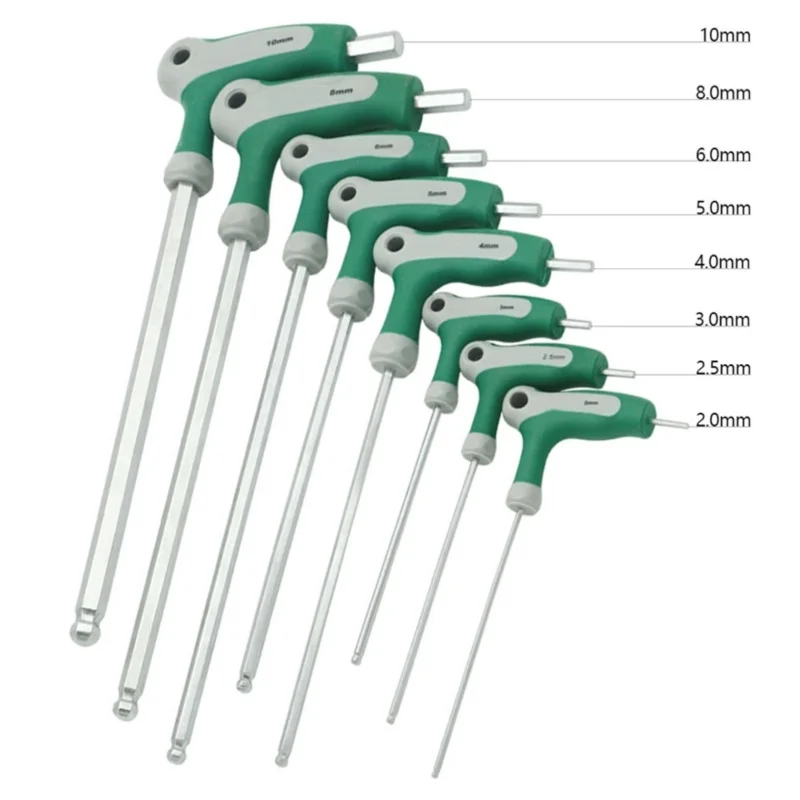 1pcs Hex Key Wrench T Handle Inner Hexagon Wrench 2mm 2.5mm 3mm 4mm 5mm 6mm 8mm 10mm CR-V T-Handle Handle Allen Wrench Long Arm