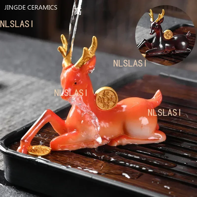 Creative Tea Pet Ornaments Resin Color Changing Desk Decoration Animal Sculpture Fortune Home Accessories Tea Table Decor Crafts