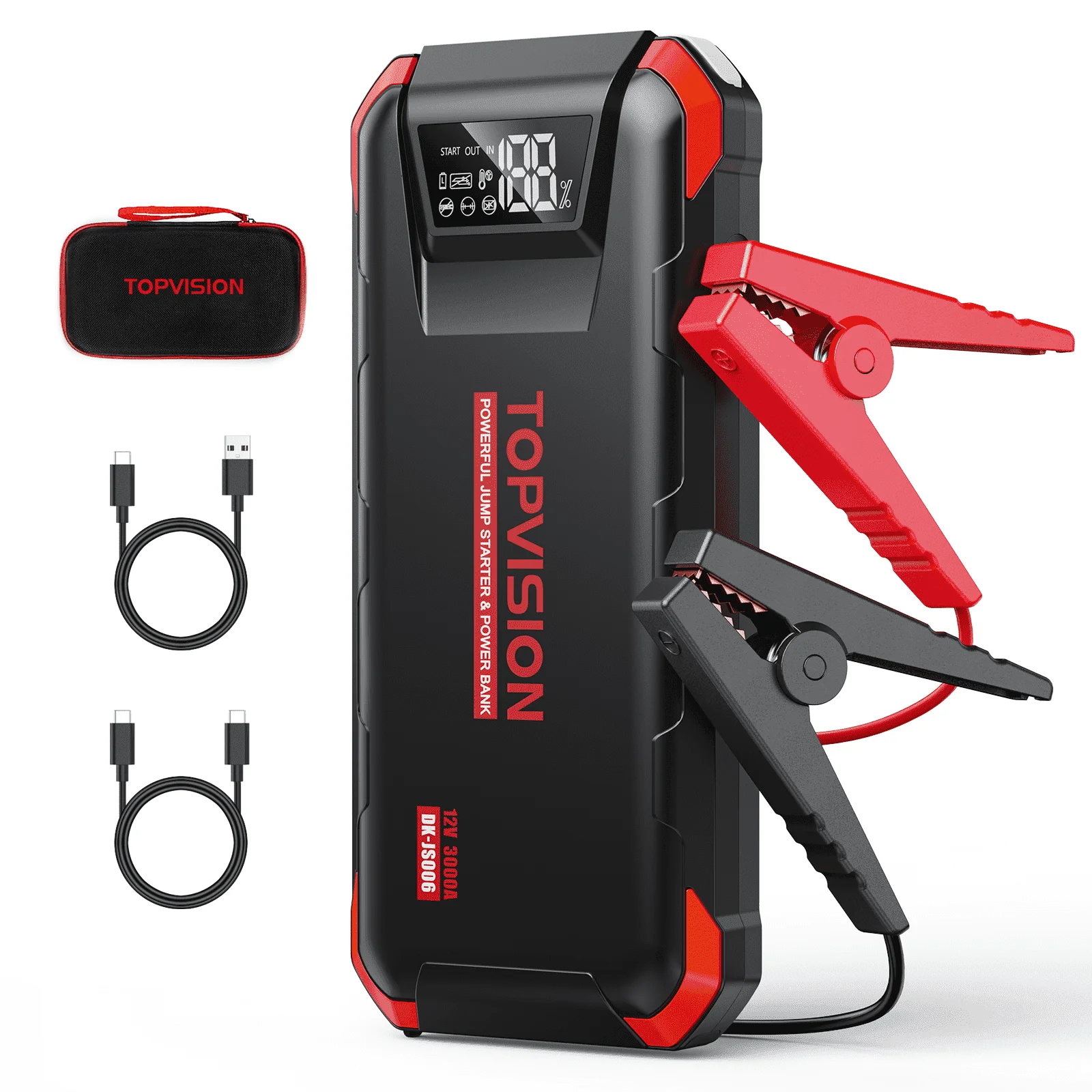 

TOPVISION Car Jump Starter, 3000A Peak 24000mAh Car Battery Jump Starter (up to 9.0L Gas or 7.0L Diesel Engine), 12V Jump Box