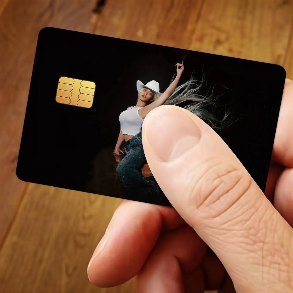 Singer B-Beyonce Cowboy Carter Credit Card Public Transportation Cards Sticker Waterproof Card Face Decoration 4PCS