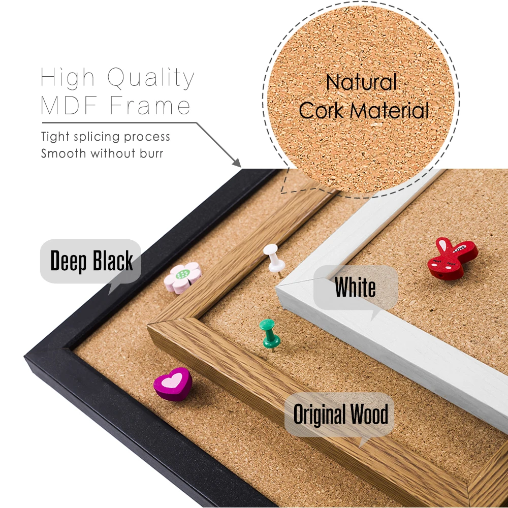 1pc Colorful Wood Frame Cork Board Message Board Bulletin Board Display For School Office Home Decoration