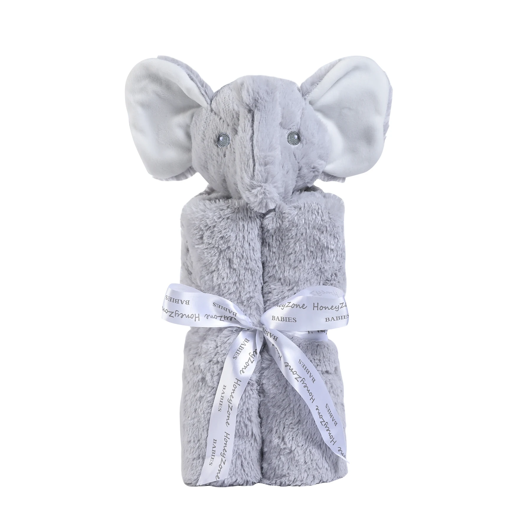 Honeyzone Baby Blanket Newborn Hospital Set Animals For Boy Winter Grey Elephant Plush Stuffed Doll Head