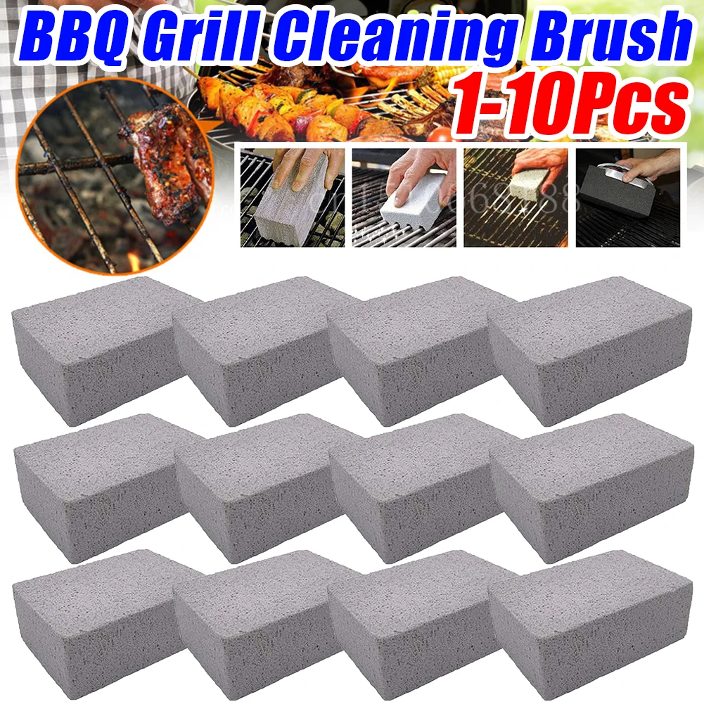 1-10Pcs BBQ Grill Cleaning Brush Brick Block Barbecue Cleaning Stone Pumice Brick for Barbecue Rack Outdoor Kitchen BBQ Tools