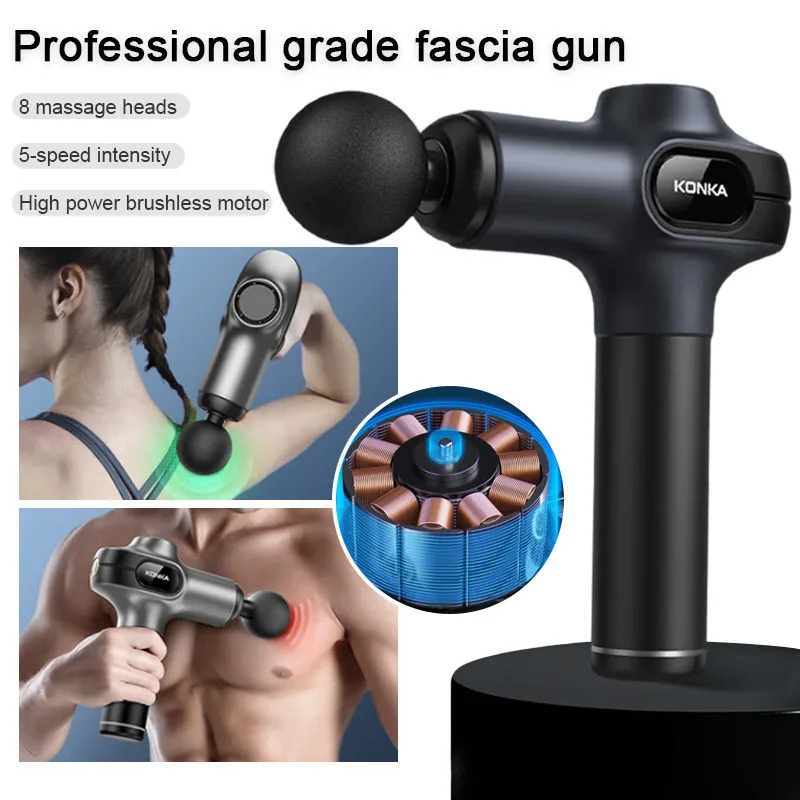 

Многофункциональный массажер для фитнеса и расслабления мышечной глубины со сменной головкой, высокопрочный интеллектуальный пистолет для фасции.