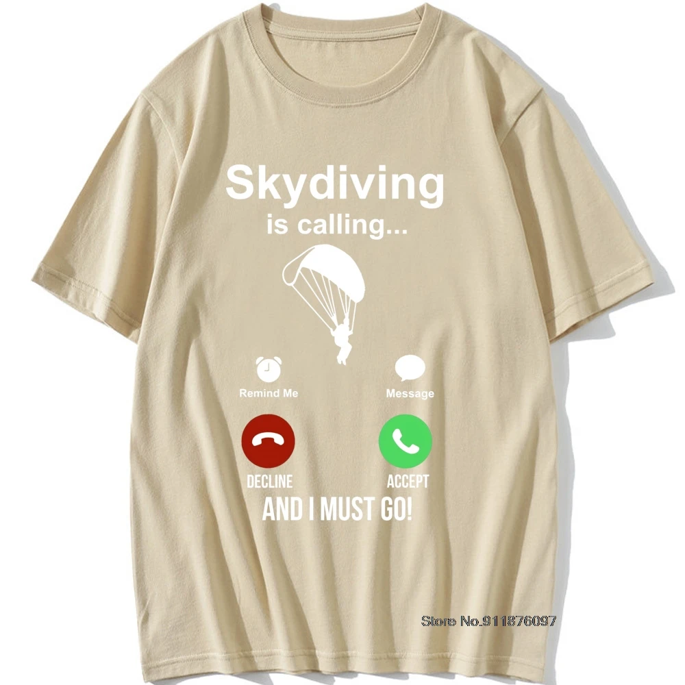 Skydiving Is Calling T Shirt Gift Men Short Sleeve Vintage Graphic Harajuku Jumping Planes Parachute T-shirt Boyfriend