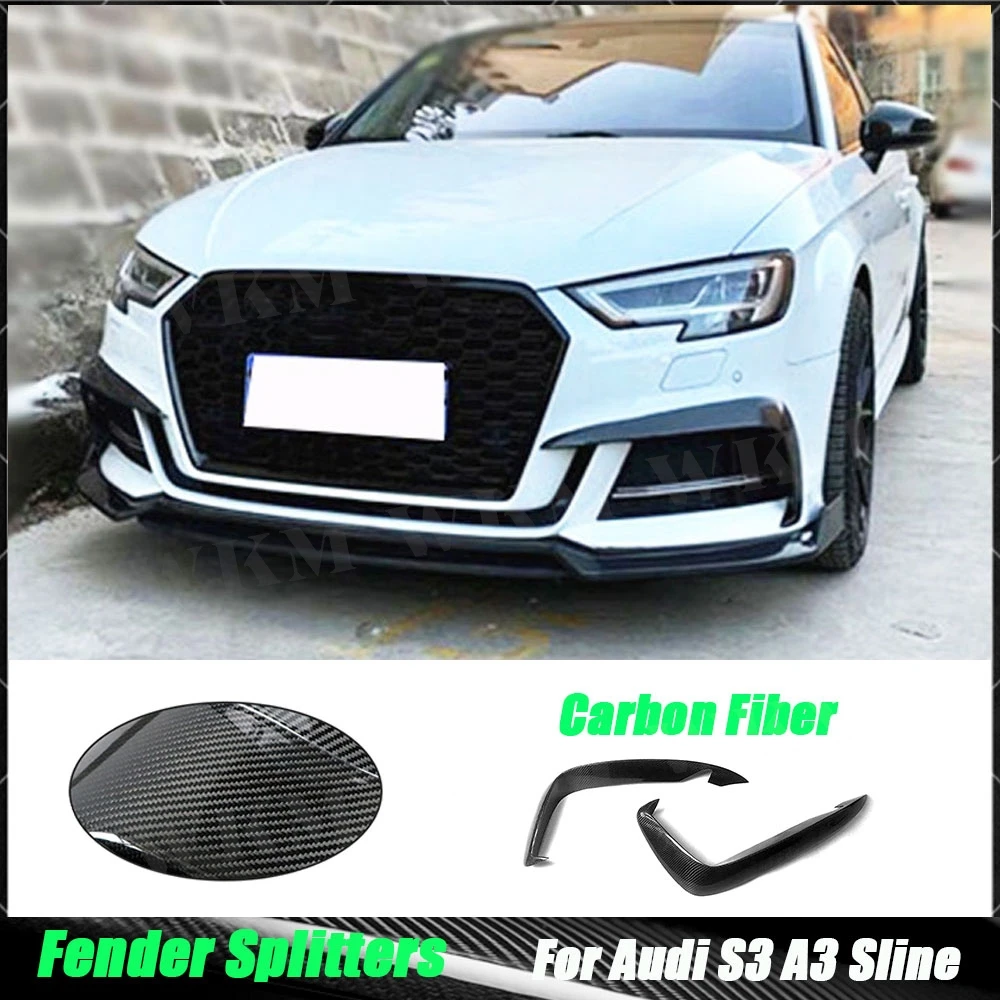 

Carbon Fiber Front Fog Lamp Eyelids Splitters Fin Canards Trims Sticker For Audi S3 A3 Sline Sedan 2017-2019 Car Styling FRP