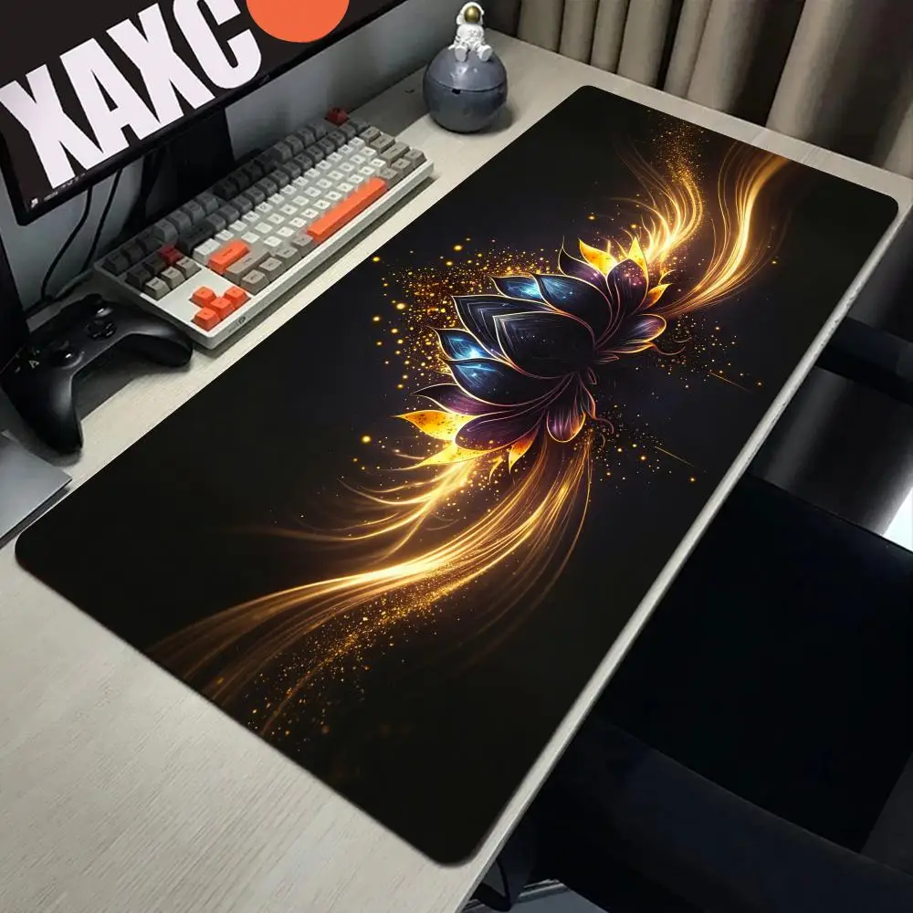

Black Gold Lotus Mouse Pad Gaming Accessories Notbook Computer Speed Mini Pc Gamer Keyboard HYBXAXC Big Mousepad Large Gift