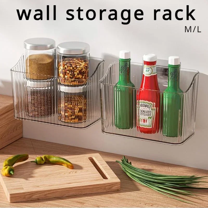 Organizer Bins Wall Mounted Floating Shelves Fridge Organizer Stackable Clear Plastic Storage Bins for Kitchen, Bathroom