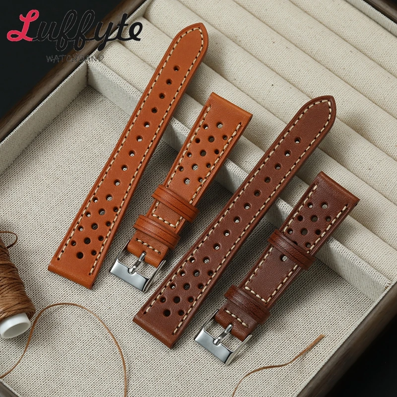 

Men Women Vintage Calfskin Leather Business Watch Strap 20mm 22mm Wrist Belt Handmade Cowhide Leather Breathable Watchbands