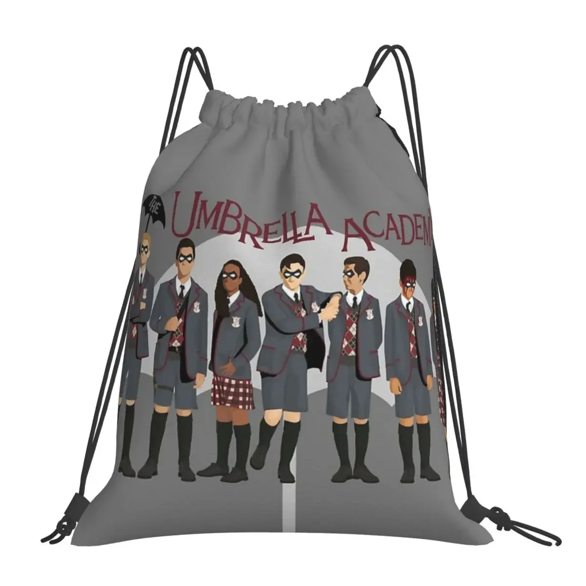

The Umbrella Academy Group Backpacks Portable Drawstring Bags Drawstring Bundle Pocket Shoes Bag Book Bags For Travel Students