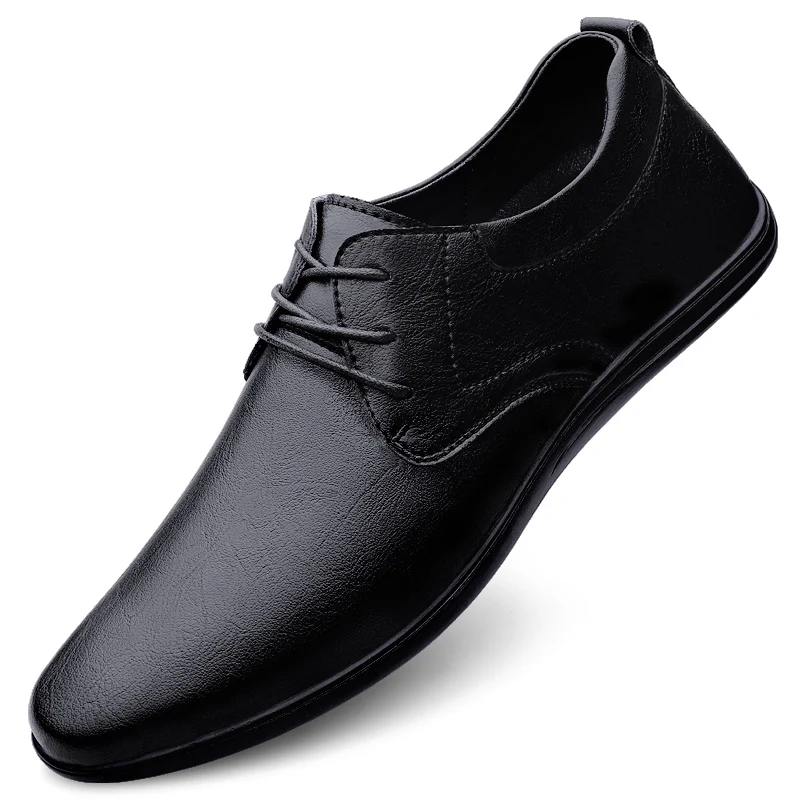 Men's shoes, gentlemen's small leather shoes, spring and autumn styles, low cut lace up flat bottomed versatile casual shoes