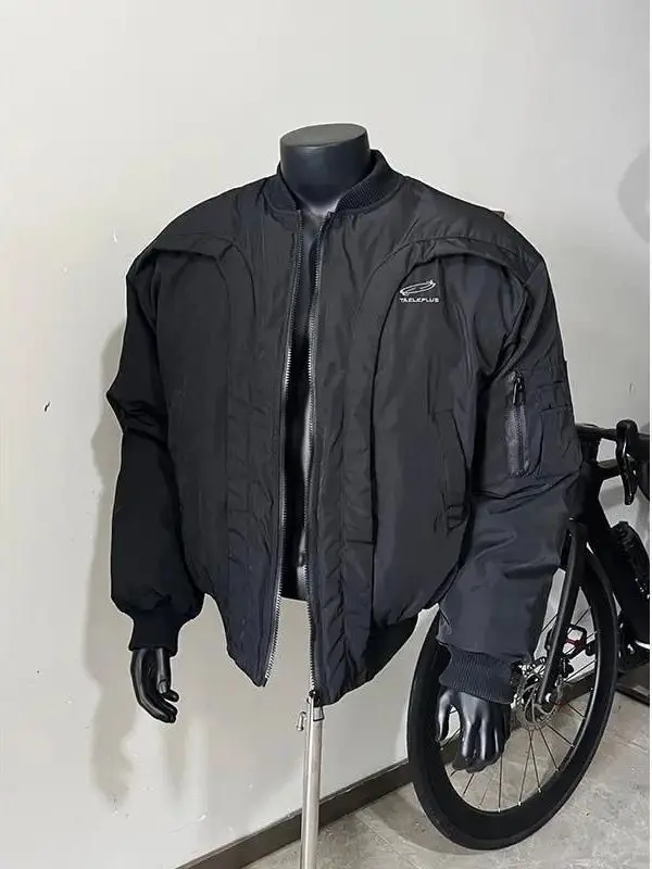 

Bla Flight Jaet Cotton Padded Men's Thiened Deconstructed Baseball Sle Autumn Winter Outerwear Stand Fit Long Sve