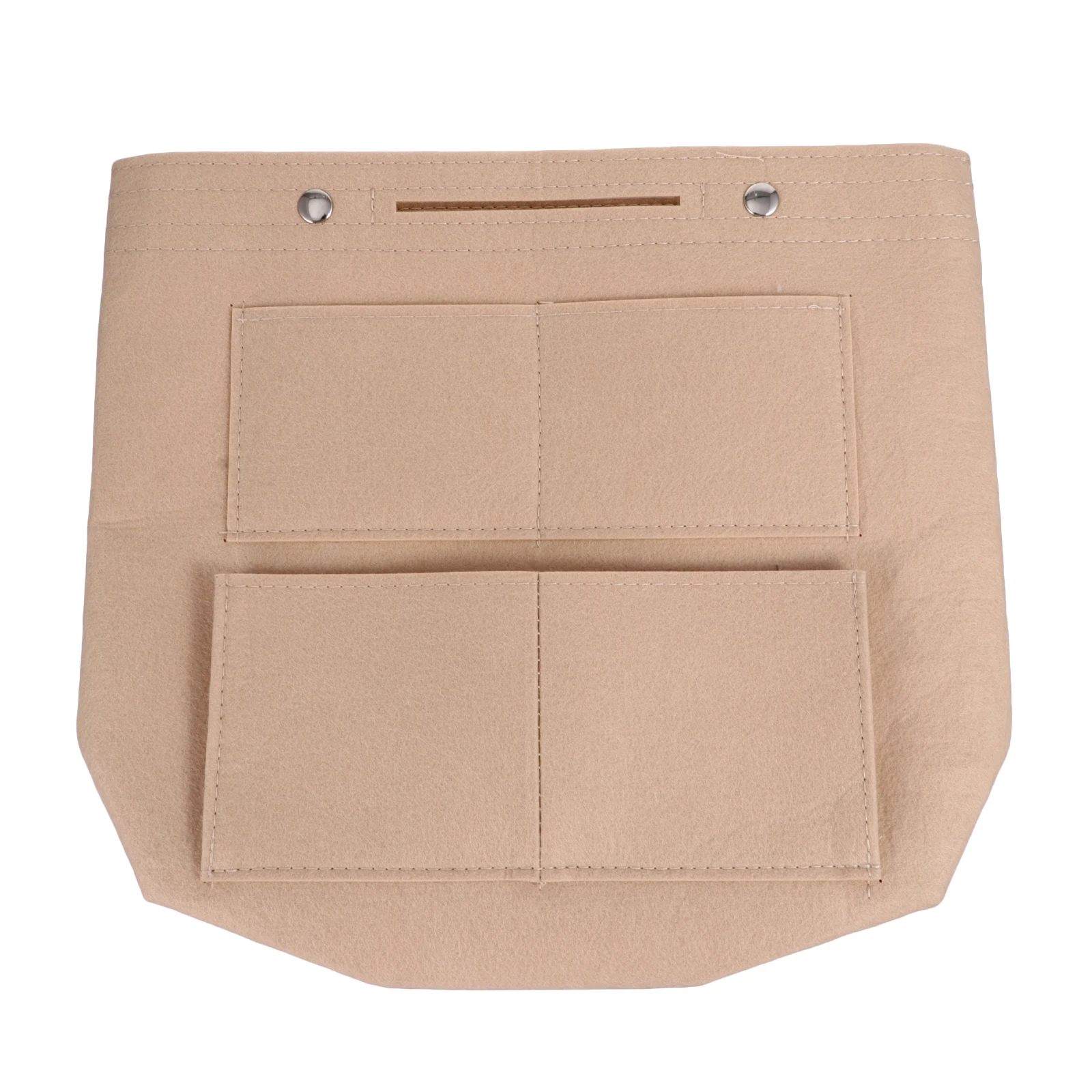 

Brush Organizer Felt Material Khaki Color Large Capacity Multi Compartment Makeup Pouch Storage Bag Travel Wallet