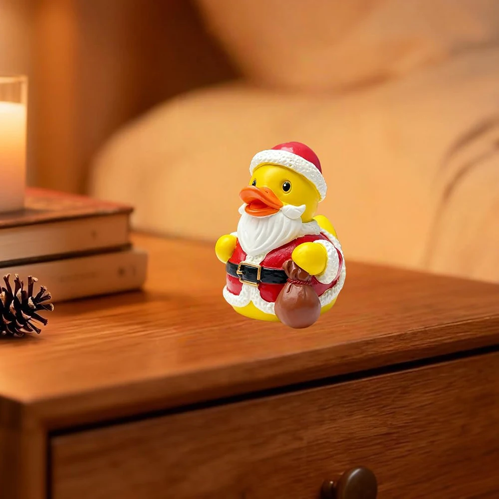 Xmas Stage Duck Figurine Home Desk Decoration White Jumpsuit Design Rhinestone Luxury Duck Dancing Sing Decorative Collectible