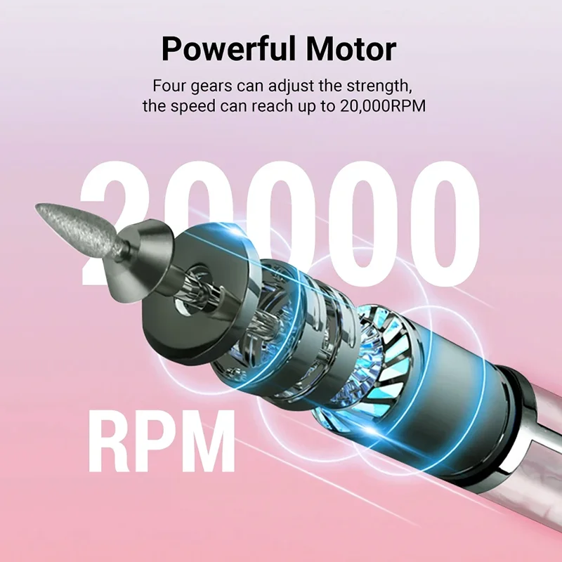 آلة مثقاب الأظافر الكهربائية الاحترافية - مجموعة أدوات مانيكير لإزالة الجل والملفات والعناية بالبشرة، أداة تلميع للاستخدام المنزلي في الصالونات