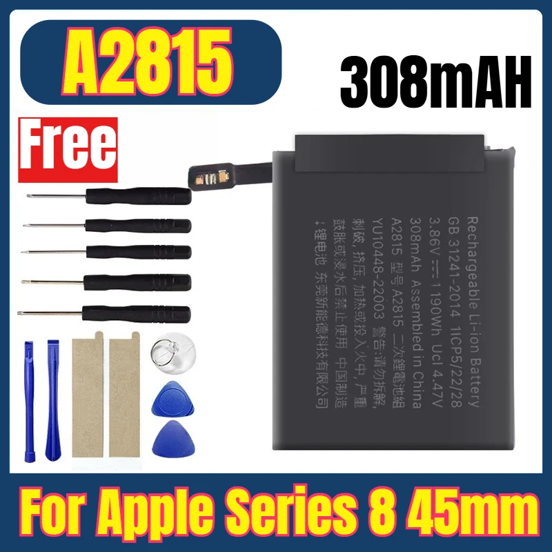 

308mAh A2815 Watches Batteries for Apple Series 8 45mm+Free Tools