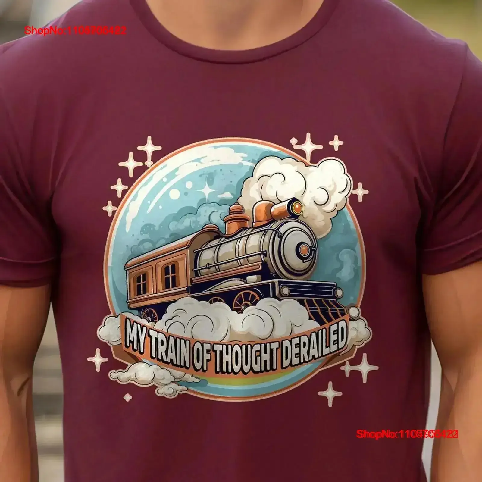 My Train Of Thought Derailed T Shirt Lover ADHD Ironic Silly Funny Sarcastic Overthink vintage Washed Casual streetwear graphic