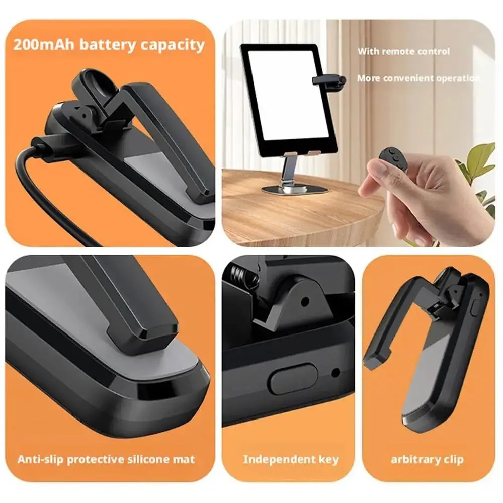 New 2-in-1 Remote Page Turner ABS Rechargeable Remote Triggers Clicker Lightweight Phone Screen Auto Clicker E-book Reading