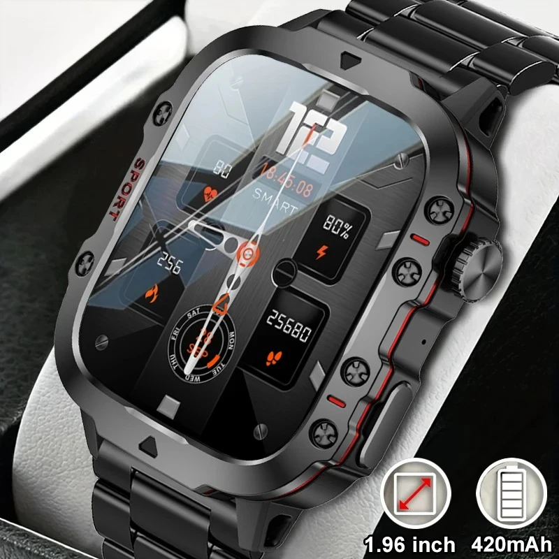 New Smart Watch Men IP68 5ATM Outdoor Sports Fitness Tracker Health Monitor 1.96