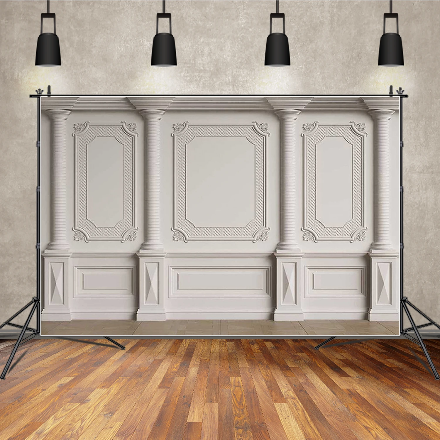 

MOON.QG Rustic White Wallpaper Background Photography European Room Wall Carved Photocall Backdrop Baby Studio Photobooth Props