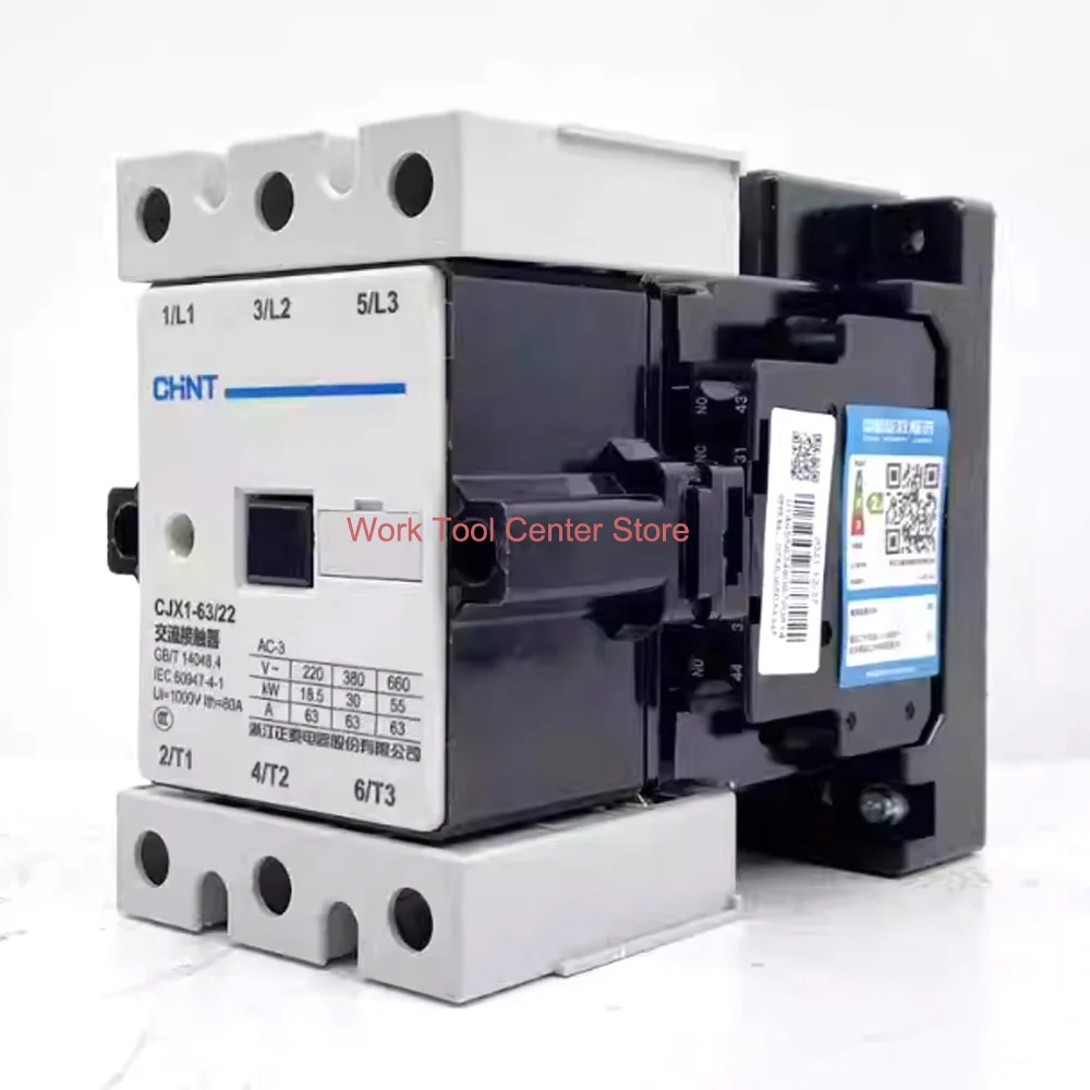 Original Electric Modular High Voltage Contactor Chint Store 3 Pole CJX1-45/22 CJX1-63/22 Contacts Coil AC220V 36V 24V 110V 380V