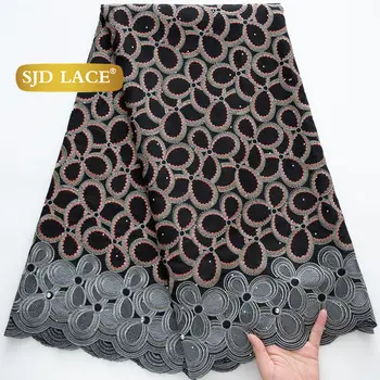 SJD KRAJKA Švýcarská voile Africká bavlněná krajková látka 2025 Vysoce kvalitní 5 yardů Nigerijská bavlněná krajka pro šití dámských společenských šatů 4460 10 nejlepší prodej tradiční nigerijská svatební látka - №2