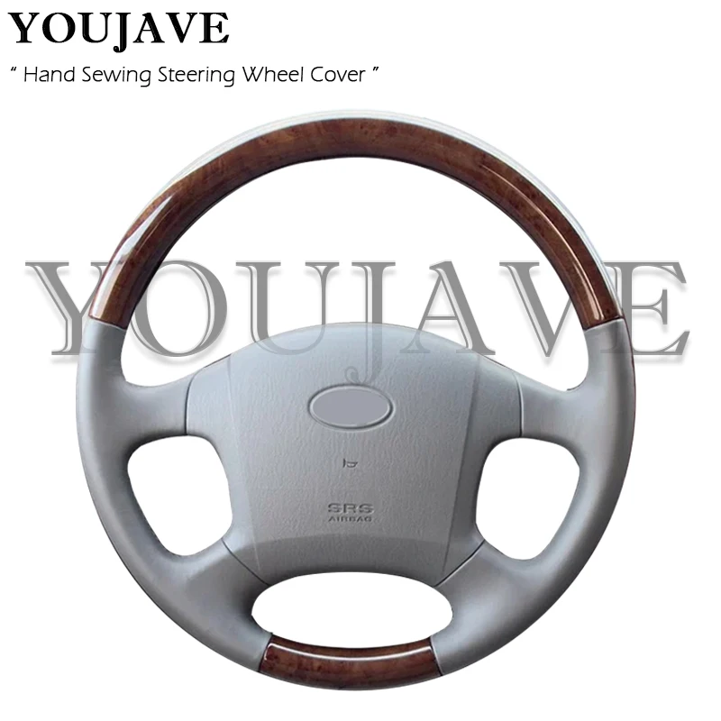 For Hyundai Terracan 2001-2007 Hand Sewing Car Steering Wheel Cover Wrap Microfiber Leather Cow True Leather Auto Accessoire