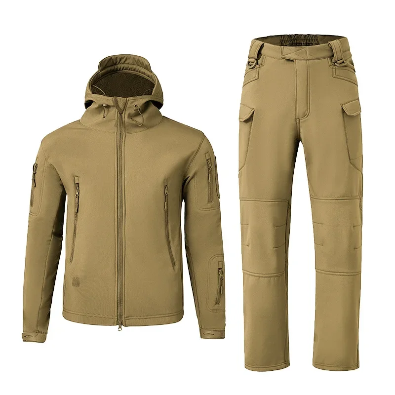 

Outdoor Waterproof and Windproof Tactical Sports Jacket TAD Shark Skin Soft Shell Submachine Jacket Warm Fleece Camouflage Suit