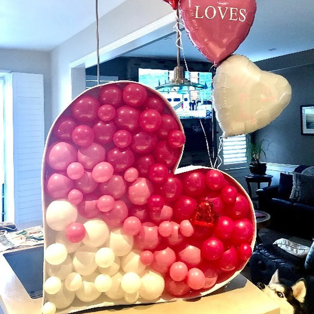 Big Love Heart Mosaic DIY Giant Balloon Frame Valentines Day Stand Filling Box  Anniversary Wedding Birthday Party Decorations