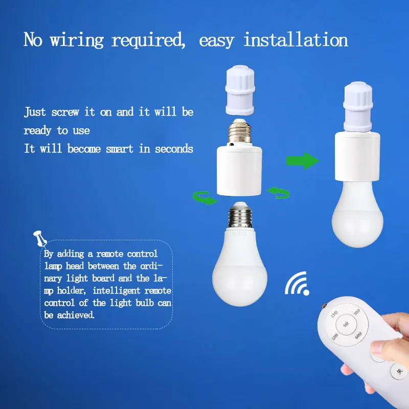 Intelligent remote control lamp holder delay conversion seat timing switch wireless controller lazy home E27 screw mouth bedroom